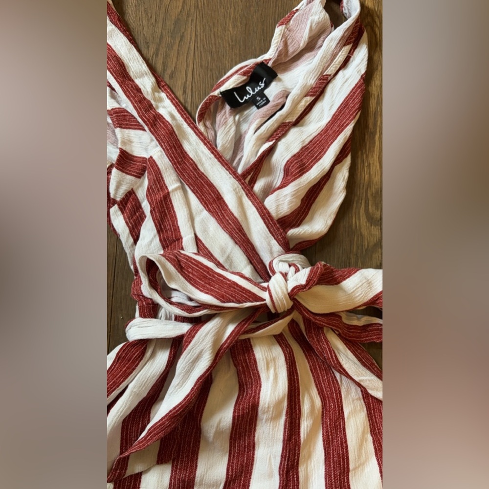 LULU’S PIER PLEASURE RED AND WHITE STRIPED ROMPER - Picture 5 of 6